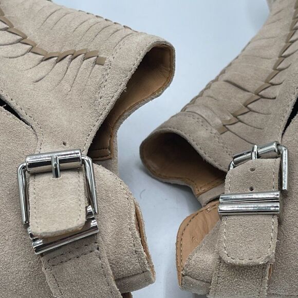 Franco Sarto Tan Leather Heeled Buckled Ankle Booties 6 - Picture 9 of 11